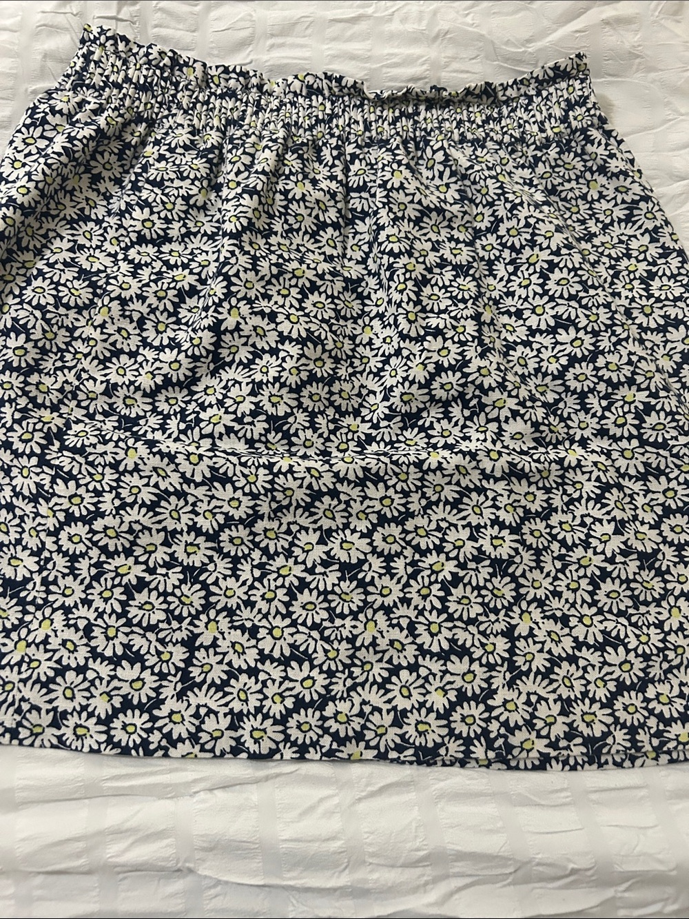 J. Crew Factory Navy White Daisy Print Mini Skirt with Yellow Centers